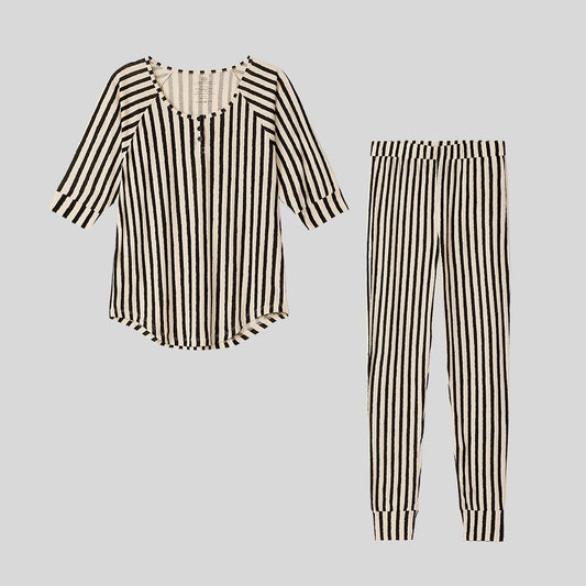 Organic Pima cotton pyjamas with stripes, from The Sleepy Collection