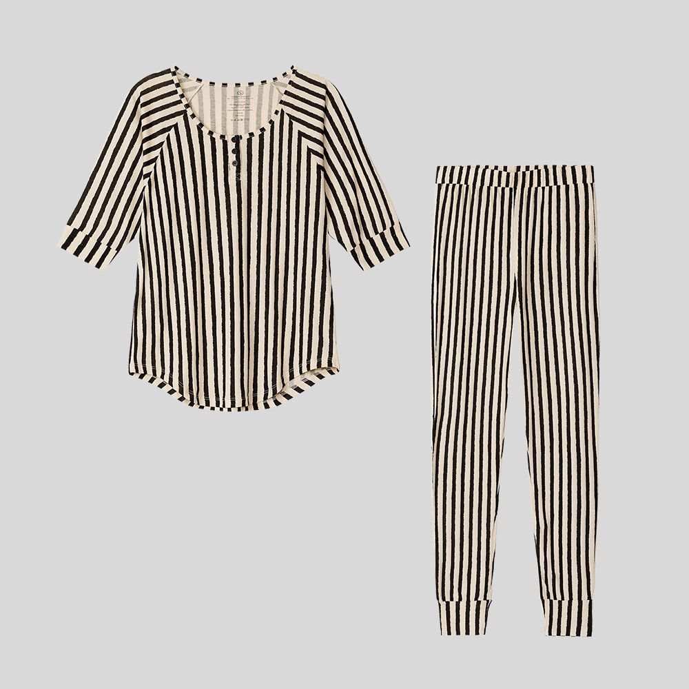 Organic Pima cotton pyjamas with stripes, from The Sleepy Collection